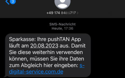 SMS: Sparkasse Push TAN App läuft aus. Jetzt klicken, sonst gesperrt.